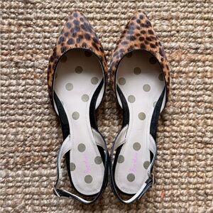 Boden Cecelia Leopard hair print pointed toe sling backs.